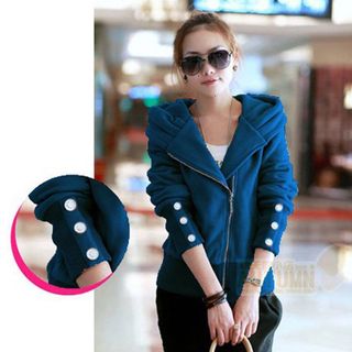 Áo khoác nỉ tay đính nút thời trang