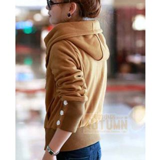 Áo khoác nỉ tay đính nút thời trang