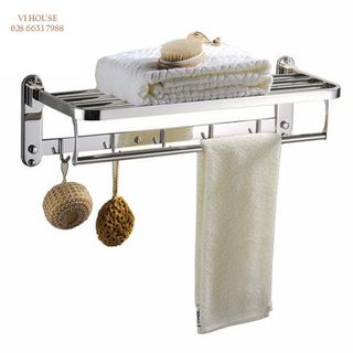 Giá để đồ kết hợp treo khăn tiện dụng chất liệu inox 304 siêu bền