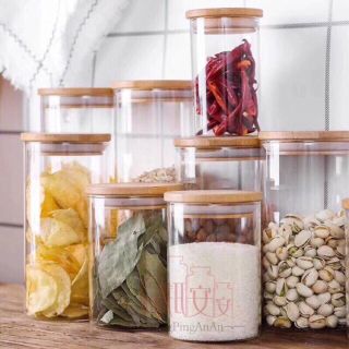Lọ thuỷ tinh borosilicate nắp gỗ loại 500ml có gioăng cao su kích thước 85x12