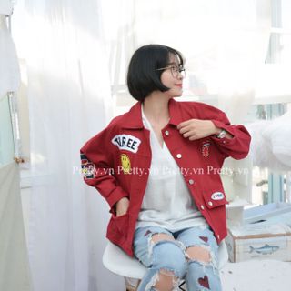ÁO KHOÁC KAKI STICKER ĐỎ