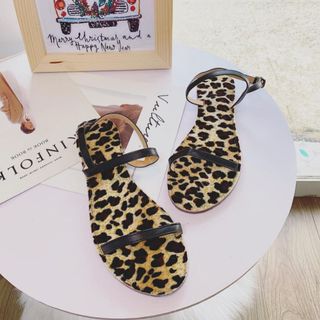 giày sandal phối da beo