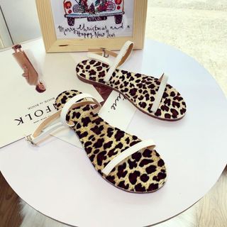 giày sandal phối da beo