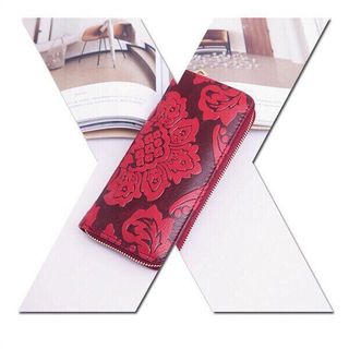 ví da dài in nổi hoa xinh