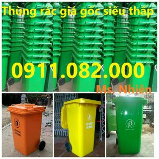 Thùng rác 120 lít 240 lít giá sỉ lẻ-thùng rác nhựa 2 bánh xe nắp kín