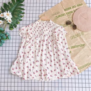 Áo hoa viền bèo Cố kín nhíu thun tay bèo