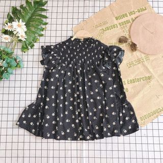 Áo hoa viền bèo Cố kín nhíu thun tay bèo