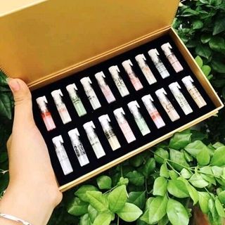 Nước hoa test 20 chai dạng chấm hộp vàng sang chảnh làm quà tặng rất ý nghĩa