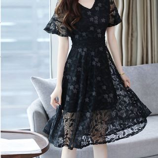ĐẦM XÒE REN HỌA TIẾT HOA NHŨ KIM TUYẾT D1316 245