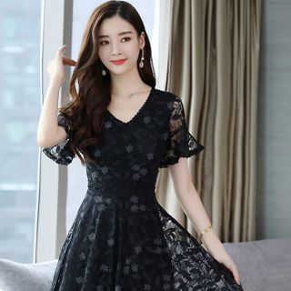 ĐẦM XÒE REN HỌA TIẾT HOA NHŨ KIM TUYẾT D1316 245