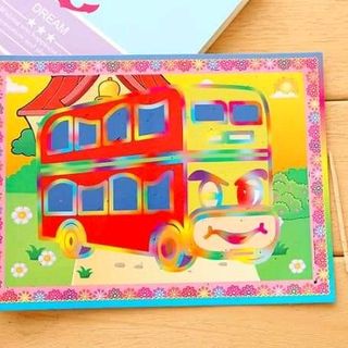 tranh cạo 2 mặt 1 mặt tranh tô màu 1 mặt tranh cạo giá sỉ 1300đ kích thước 95cm x13cm s