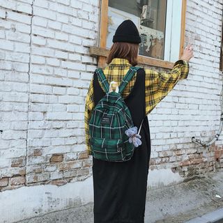 Ba lô thời trang ke caro Hàn Quốc Korean Fashion backpack