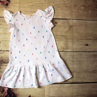 Đầm thun xòe cánh tiên họa tiết giọt nước nhí bảy sắc cầu vòng HIKARI-11
