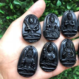 Dây treo Ô Tô Phật Bản Mệnh đá Núi Lửa Obsidian