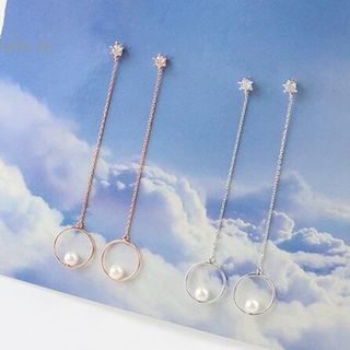 W85 Bông tai kẹp buông rũ đính đá nữ tính