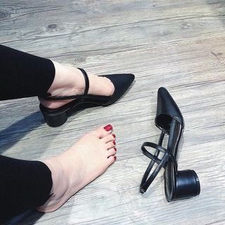 giày sandal cao got vuông bit mui