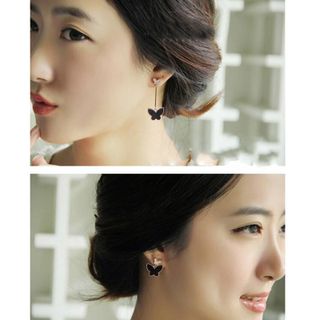 W155 Bông tai kẹp hình đôi bướm bay xinh xắn thời trang