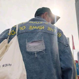 khoác jean 2 sọc viền đỏ vàng form unisex