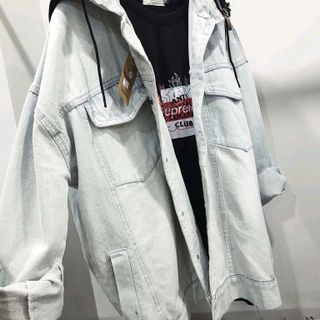 khoác jean mũ đen unisex nam nữ