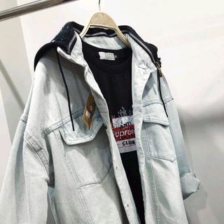khoác jean mũ đen unisex nam nữ