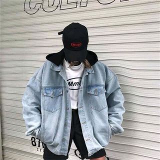 khoác jean mũ đen unisex nam nữ