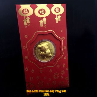Bao lì xì con heo mạ vàng 24k 2019 Kỷ Hợi giá sỉ