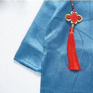 Áo dài bé trai gấm Mộc
