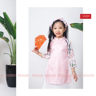 Set áo dài tay hoa quần lụa
