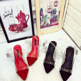 giày sanda cao gót phối mika
