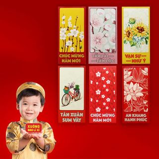 BAO LÌ XÌ - Bộ sưu tập SẮC XUÂN - GIẤY MỸ THUẬT RUỘT ĐỎ giá sỉ