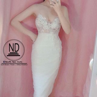 Đầm body 2 dây thêu ren