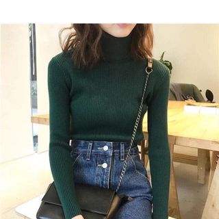 Áo len sợi tơ cao cổ Áo len nữ