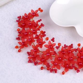 Dây hoa cài tóc cô dâu số 7-Đỏ
