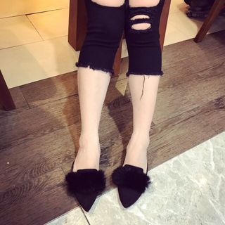 dép sục lông mui nhọn