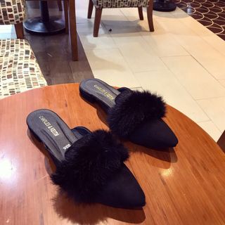 dép sục lông mui nhọn
