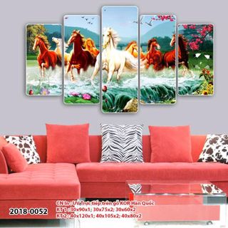 Bộ tranh gỗ 5 tấm Mã đáo thành công