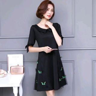 đầm xòe cổ lá sen chuyên sỉ sll