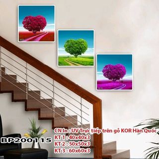 Bộ tranh gỗ 3 tấm trang trí cầu thang