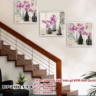 Bộ tranh gỗ 3 tấm trang trí cầu thang