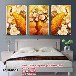 Bộ Tranh gỗ 3 tấm công phú Quí