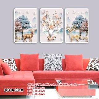 Bộ Tranh gỗ 3 tấm công phú Quí