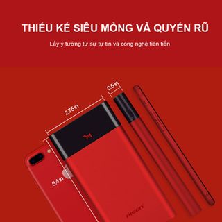 Sạc dự phòng Pisen Color Power Pro 10000mAh  LED hiển thị Vỏ kim cổng USB Smart Polymer