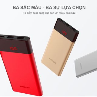 Sạc dự phòng Pisen Color Power Pro 10000mAh  LED hiển thị Vỏ kim cổng USB Smart Polymer