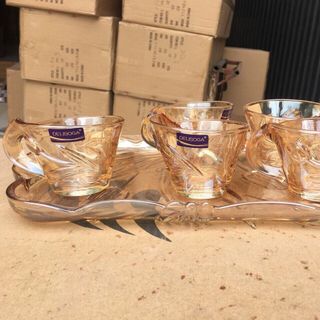 Bộ 6 cốc kèm khay thủy tinh dòng deli