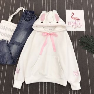 Áo khoác hoodie nữ tay dài hình đầu thỏ cực cá tínhdễ thương 129