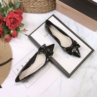 Giày bệt mũi nhọn đính nơ sang trọng