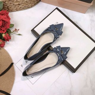 Giày bệt mũi nhọn đính nơ sang trọng