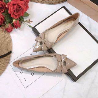 Giày bệt mũi nhọn đính nơ sang trọng