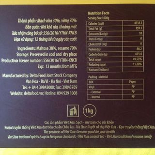 Kẹo vừng truyền thống nhãn hàng Việt Xưa hộp 1Kg