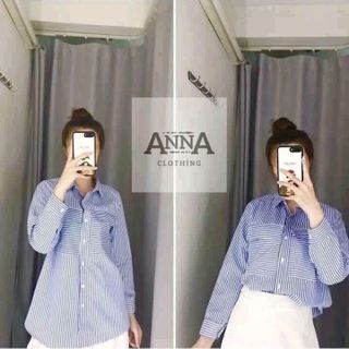 ÁO SƠ MI SỌC XANH 2 TÚI NẮP